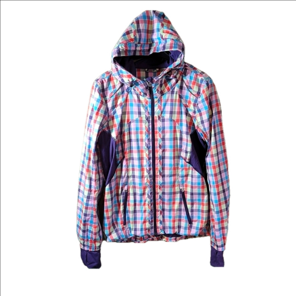 Lululemon Seawheeze Downtime Jacket Gingham Plaid Size 8 rare 2014 pastels hoodi
